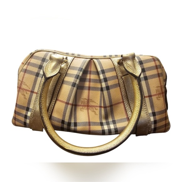 Burberry Haymarket Check PVC Leather with Gold Accents & COA - Picture 2 of 10